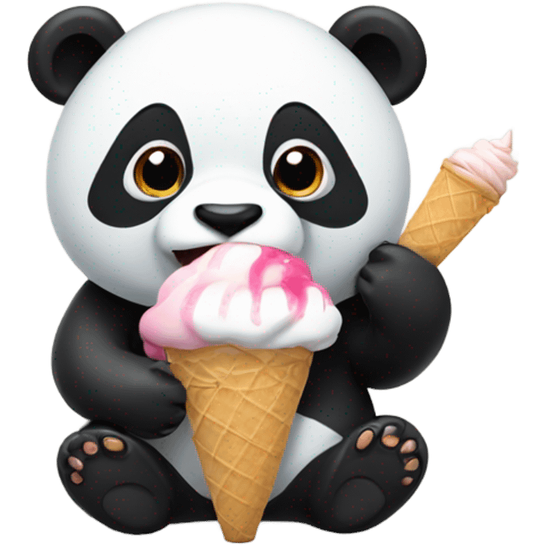 Panda eating ice cream emoji