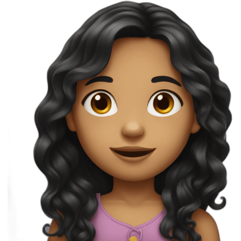 A little girl with very long black wavy hair emoji