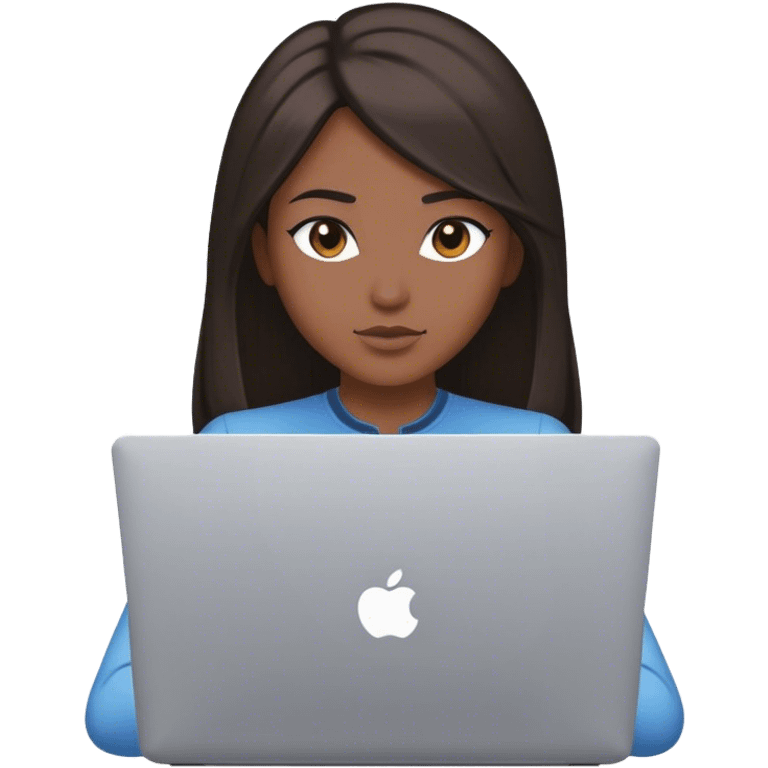 A female avatar dusky skin and medium straight hair working on laptop  emoji