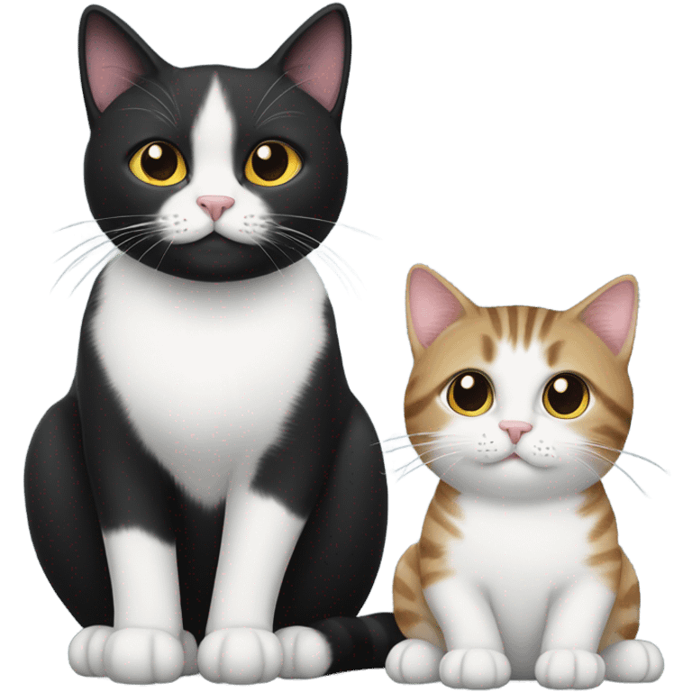 A black and white cat and a darker tabby cat  emoji