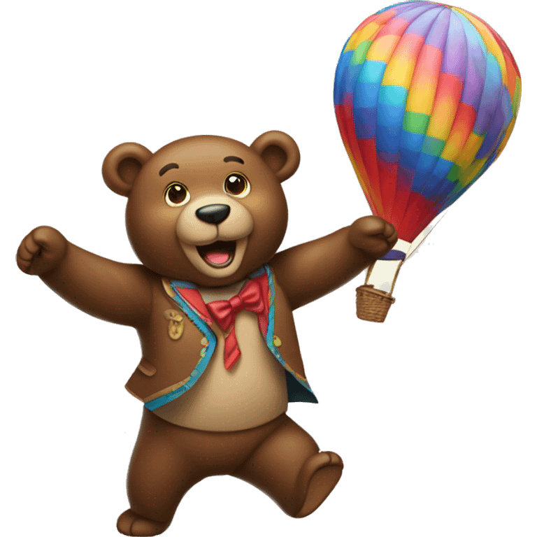 dancing bear with hot air balloon emoji