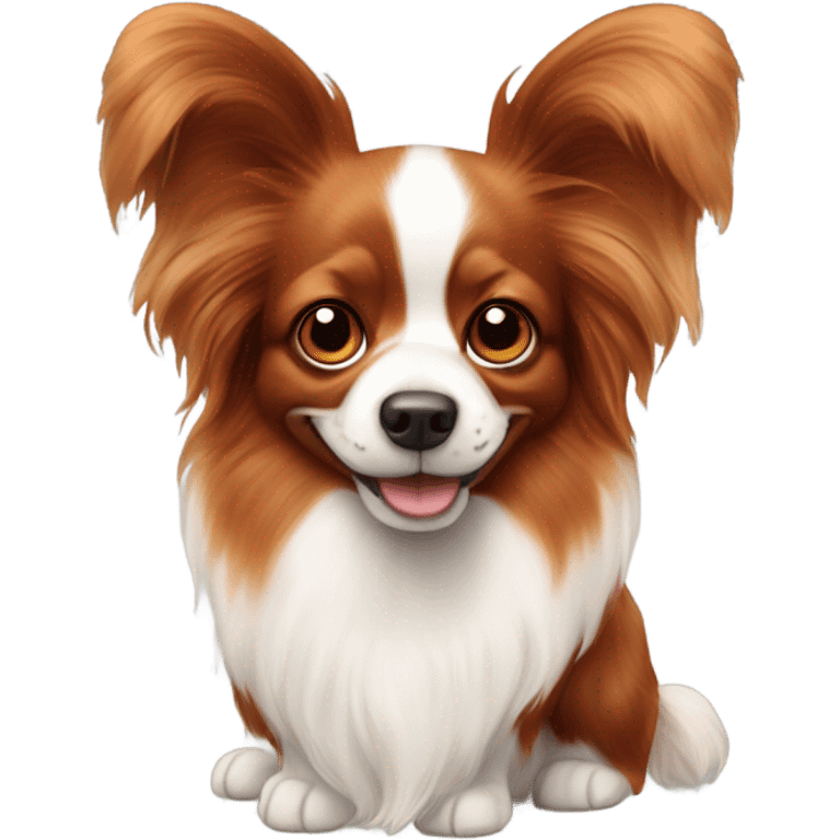 Red and white papillon dog  emoji