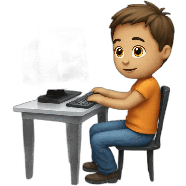 small boy at computer emoji