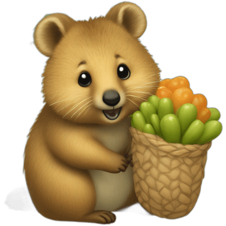 a quokka with mano cornuta emoji