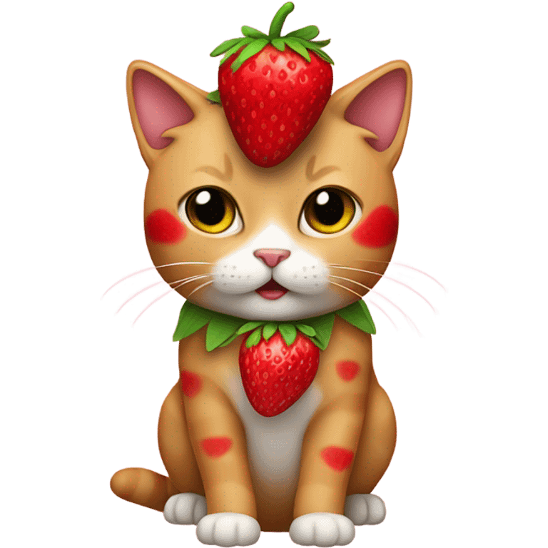 Cat wearing strawberry costume emoji