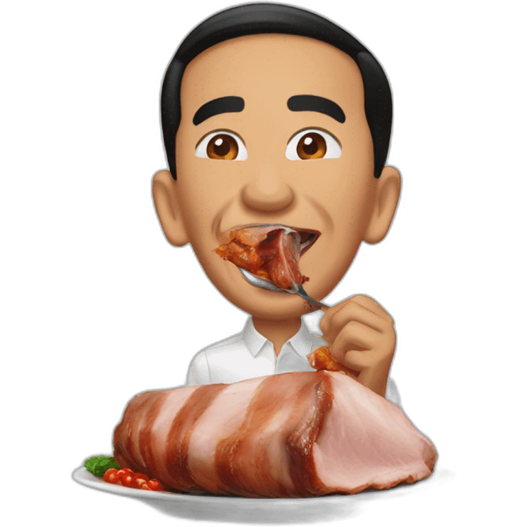 Jokowi eats roast pork emoji