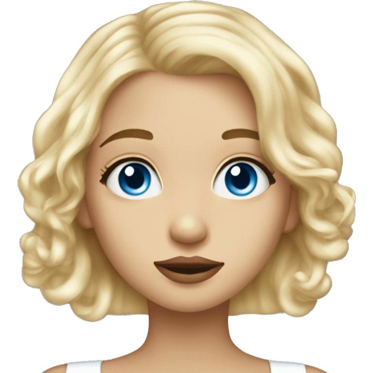 cute blonde girl with blue eyes blwig a kiss emoji