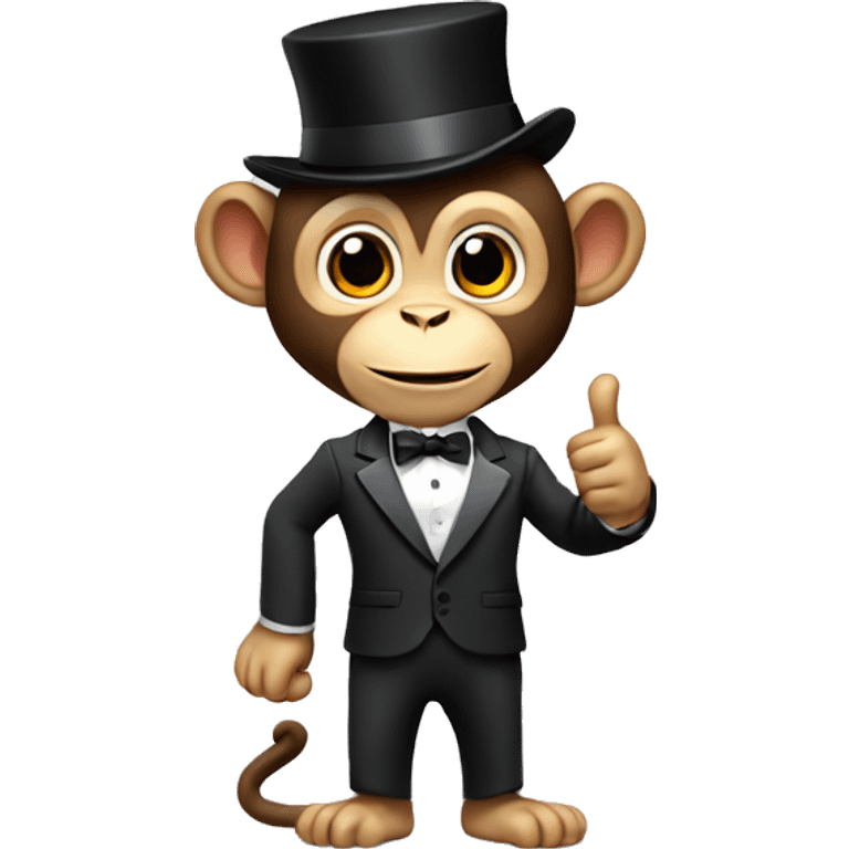 A monkey showing thumbs up in a tuxedo with a hat emoji