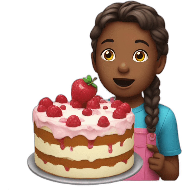 Child eating cake emoji