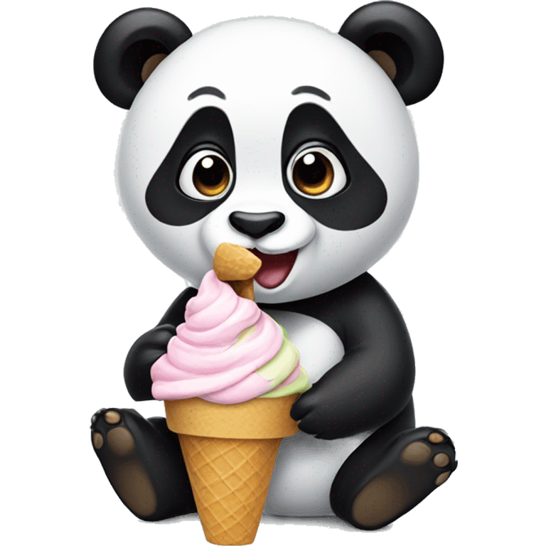 Panda eating ice cream emoji