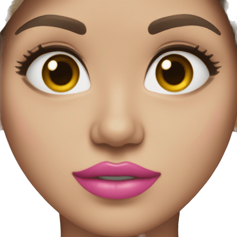 Girl with brown hair and pink lips emoji