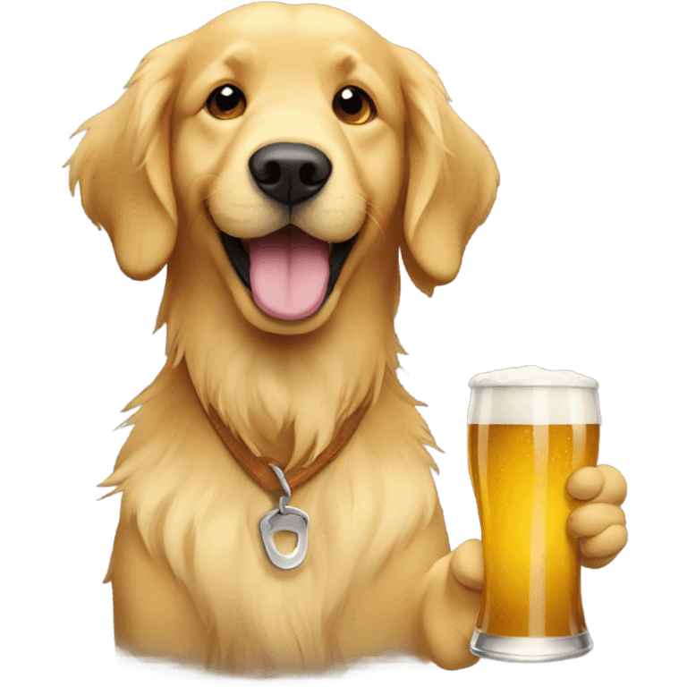 golden retriever drinking beer emoji