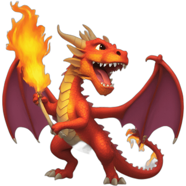 A dragon with a Bengal fire in its hand emoji