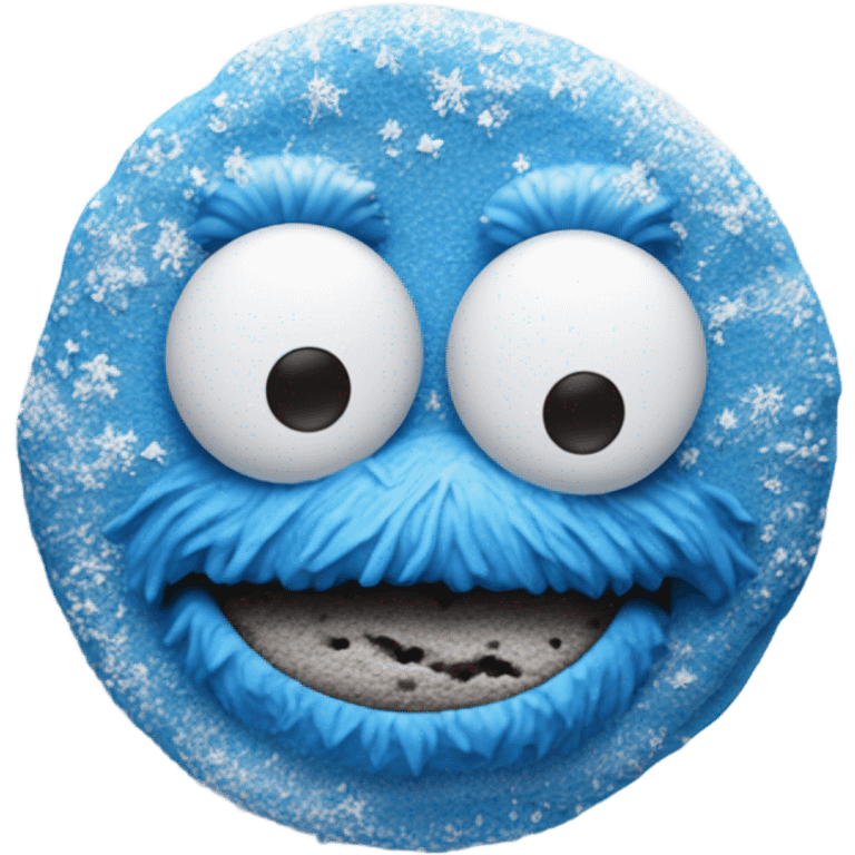 Cookie Monster with powdered sugar on his face emoji