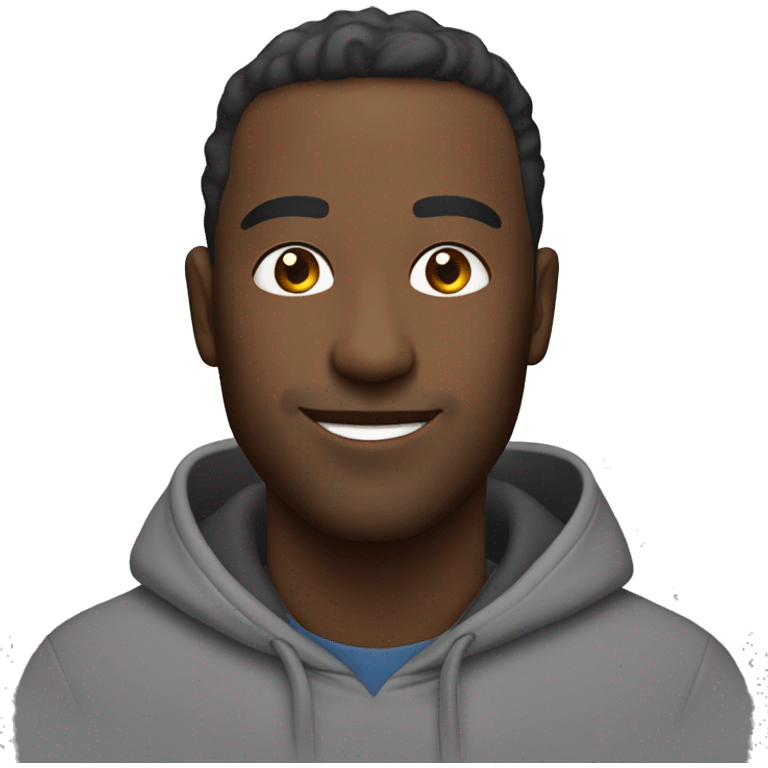 upper body shot of a man smiling and wearing a hoodie emoji