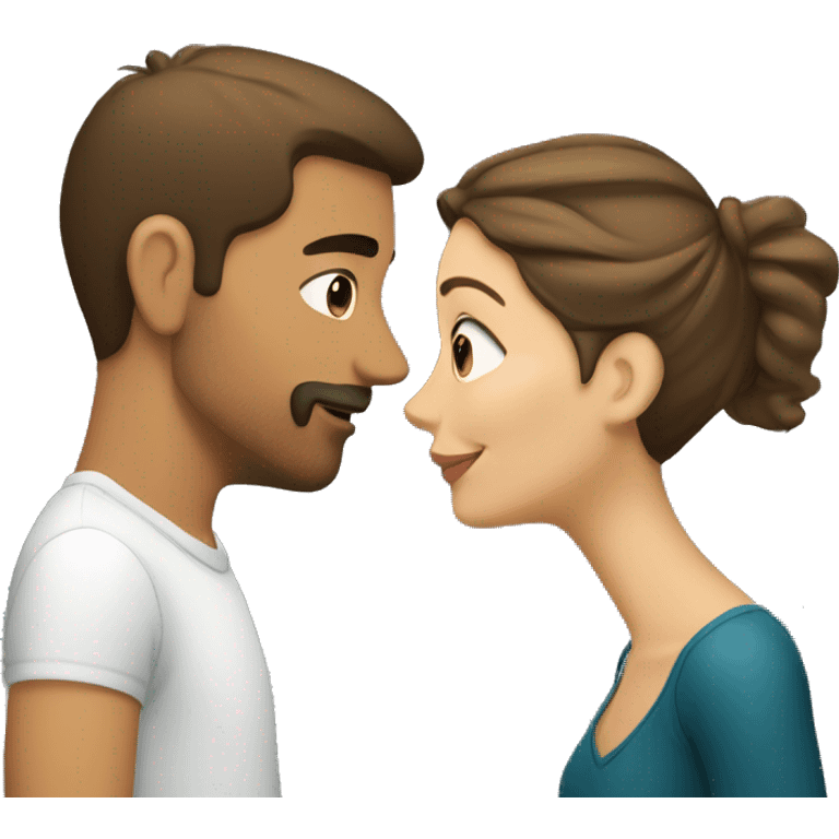 A Caucasian woman kissing a Hispanic man emoji