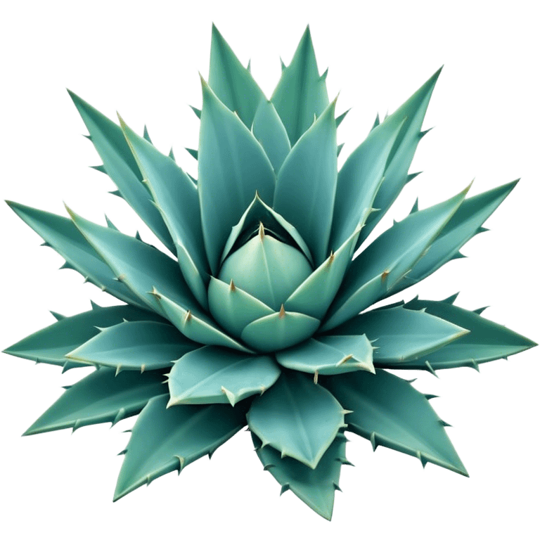 Cinematic Realistic Agave Emoji, Bold and spiky, with long, pointed leaves forming a rosette pattern. The sharp edges and soft blue-green hue exude a sense of rugged beauty and desert resilience. Soft glowing outline, capturing the essence of survival and strength in a striking agave plant! emoji