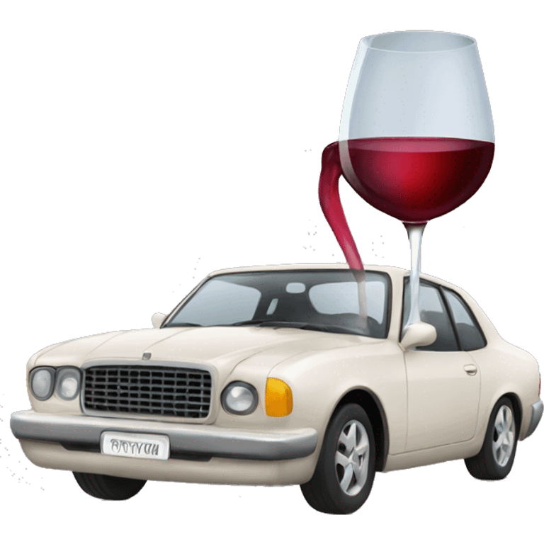 Car drinking wine emoji