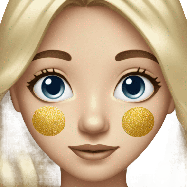 White Skin care on white freackles skin of a brunett blue eyes girl using Gold gel patches under eyes emoji