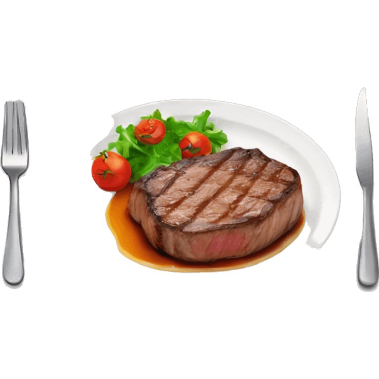 Yummy steak with rise on plate  emoji