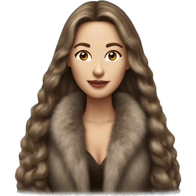 Beautiful realistic long hair light brunette mob wife with fur coat emoji