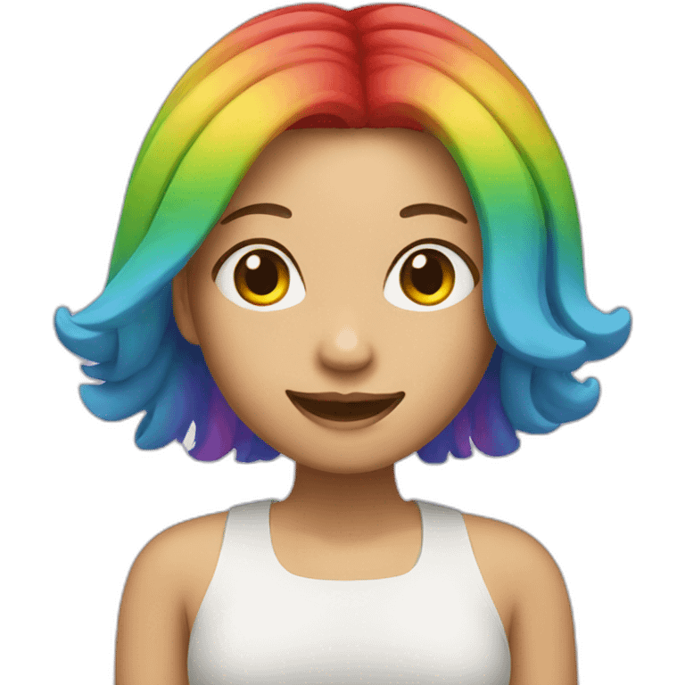 Chinese lady with rainbow hair emoji