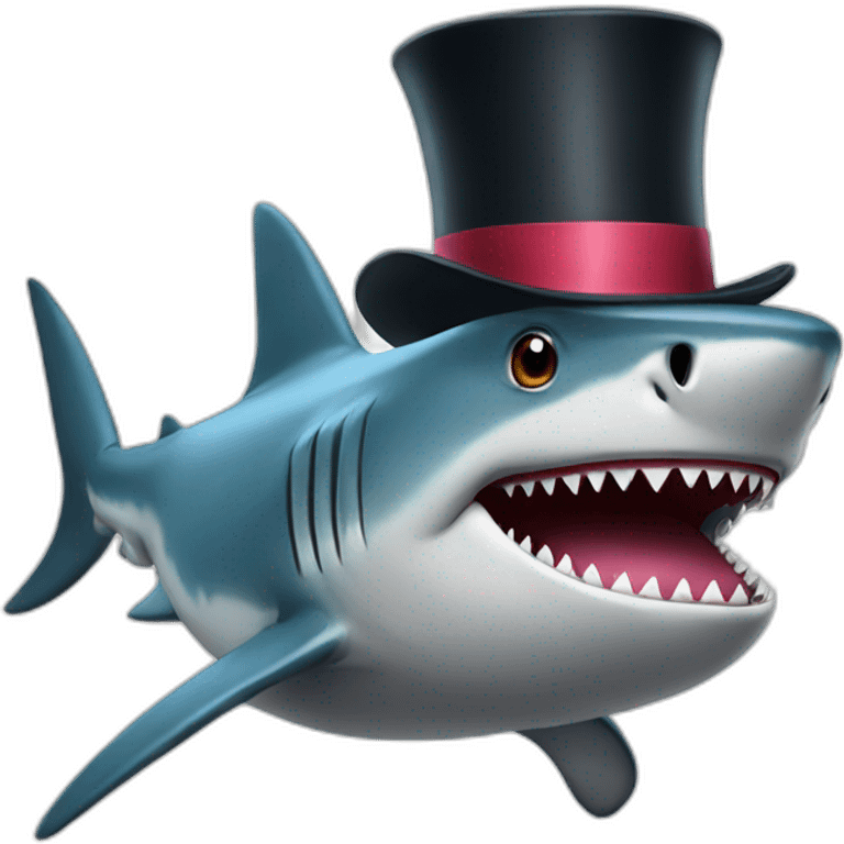 Shark with a top hat emoji