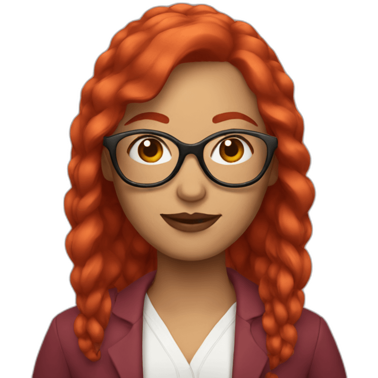 woman with modern red hair and red glasses emoji