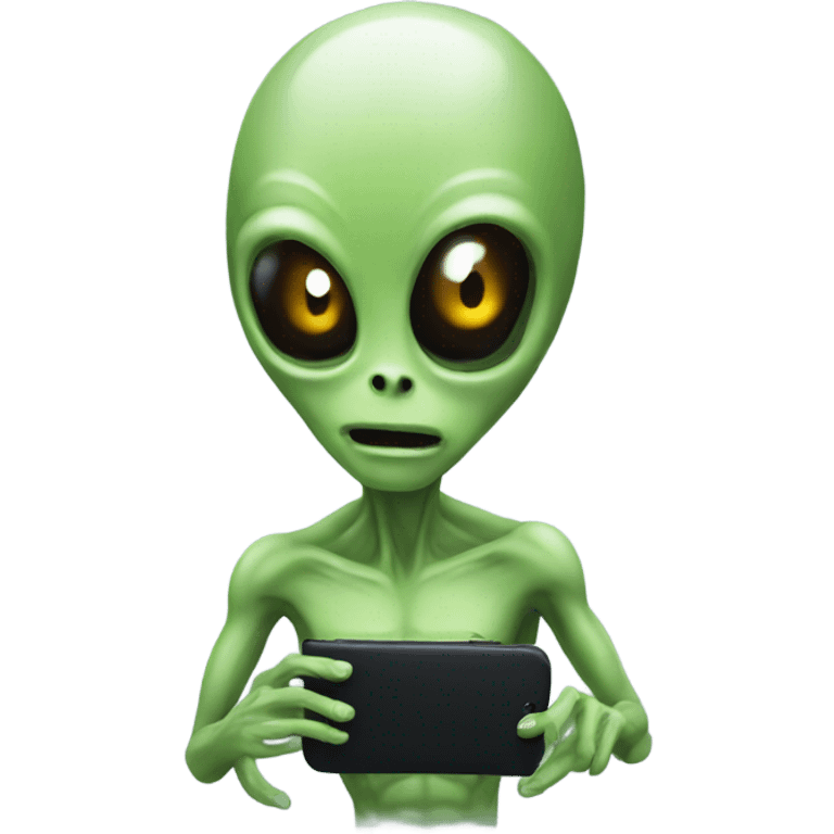 Alien use phone emoji