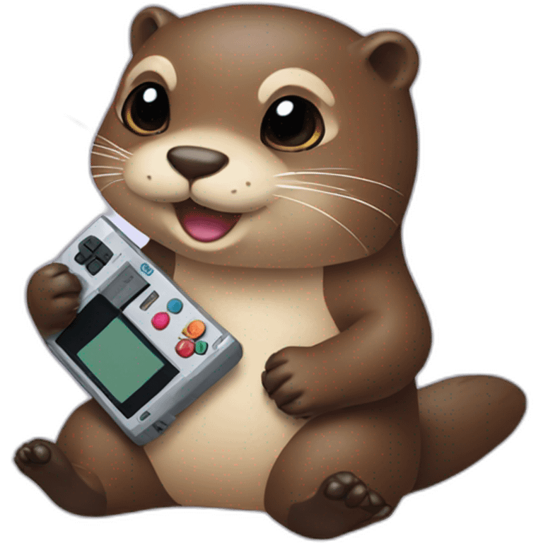 otter playing a gameboy emoji