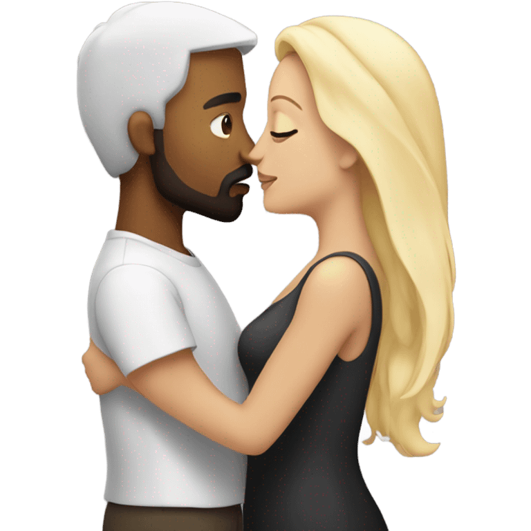 White Man with dark hair and beard kissing white woman blonde long hair  emoji