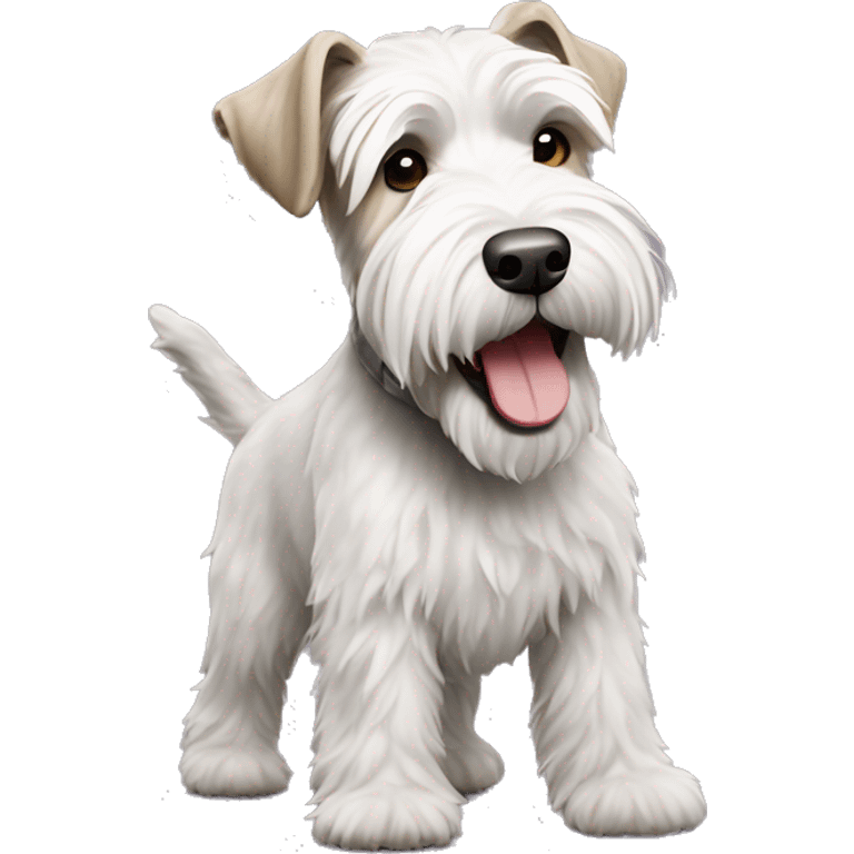 a white and gray soft coated wheaten terrier dog dancing emoji