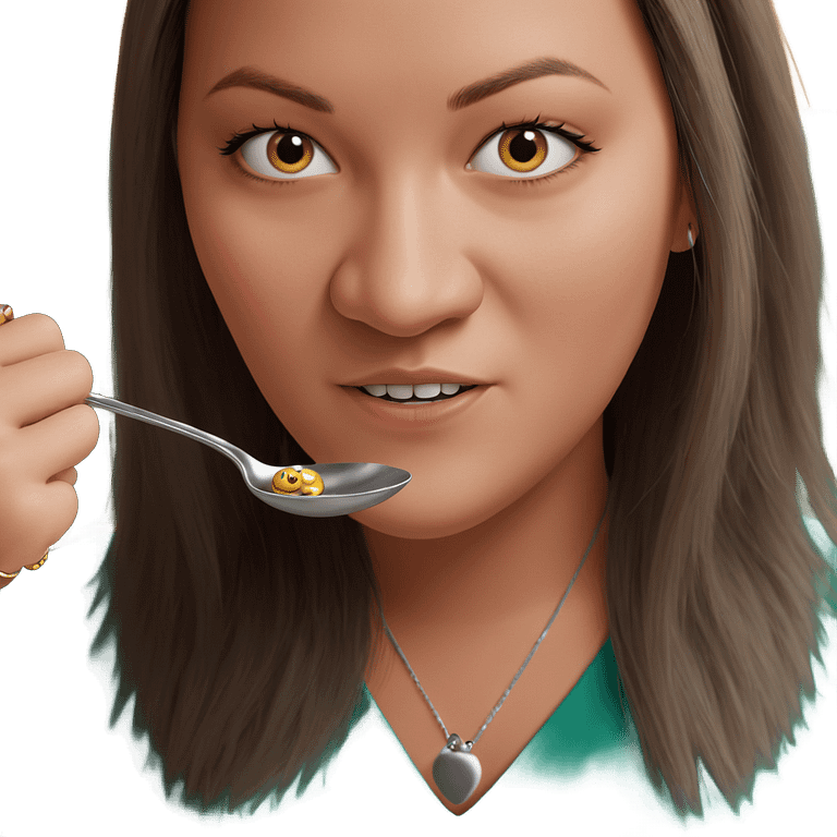 girl holding spoon and jewelry emoji