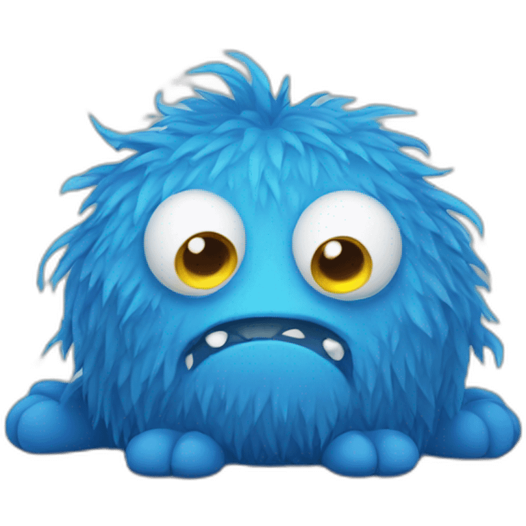 Sad blue monster stuffed animal emoji