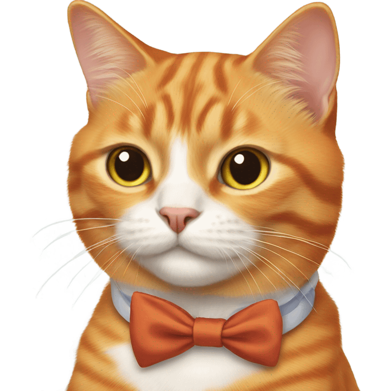 orange cat wearing a bow tie emoji