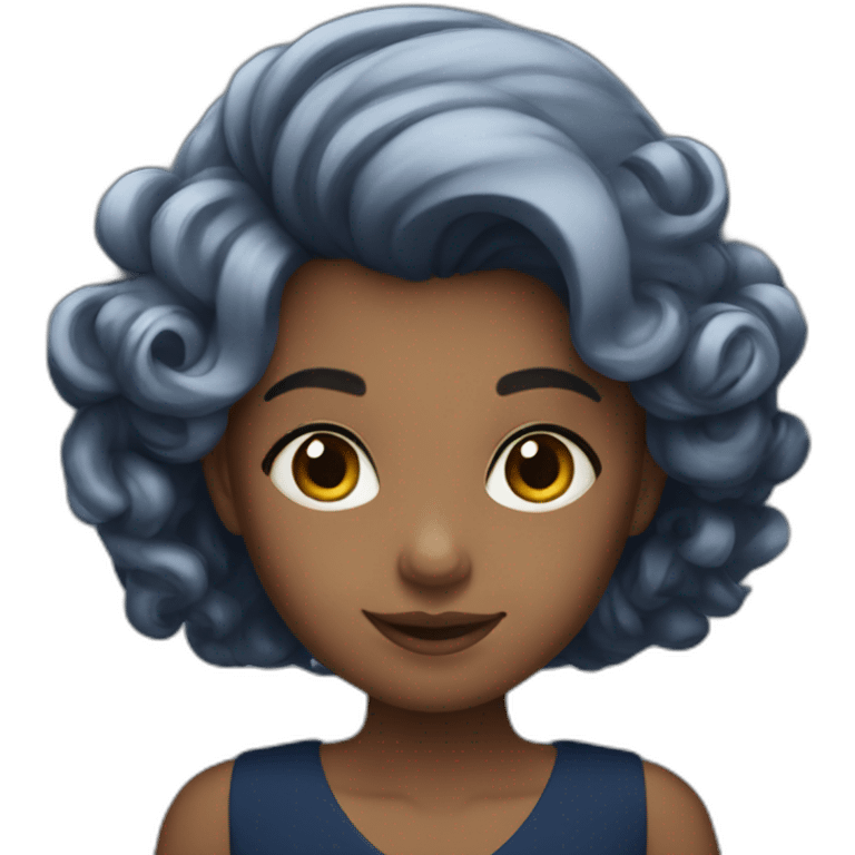 A girl with beautiful hair and wearing a navy blue dress emoji