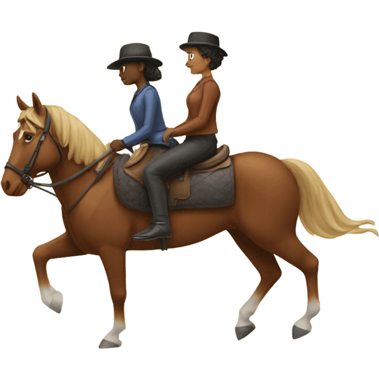 Two people riding one horse  emoji