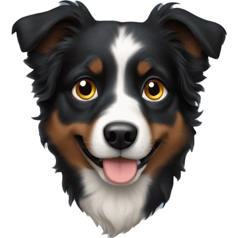 Small black australian shepherd dog moon emoji