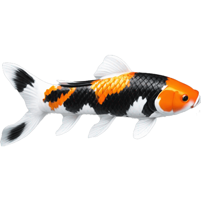 Black + Orange + White realistic koi fish, top view  emoji