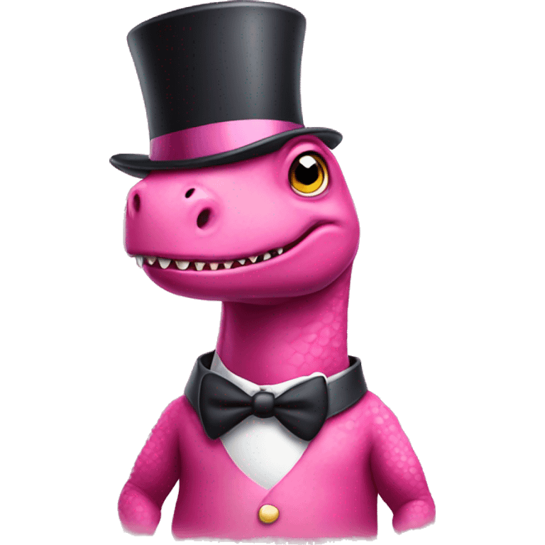 Pink dinosaur wearing a top hat emoji