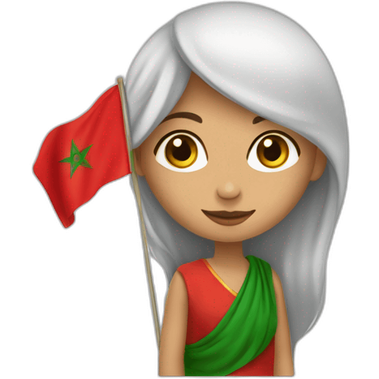 fille avec un drapeau du maroc  emoji