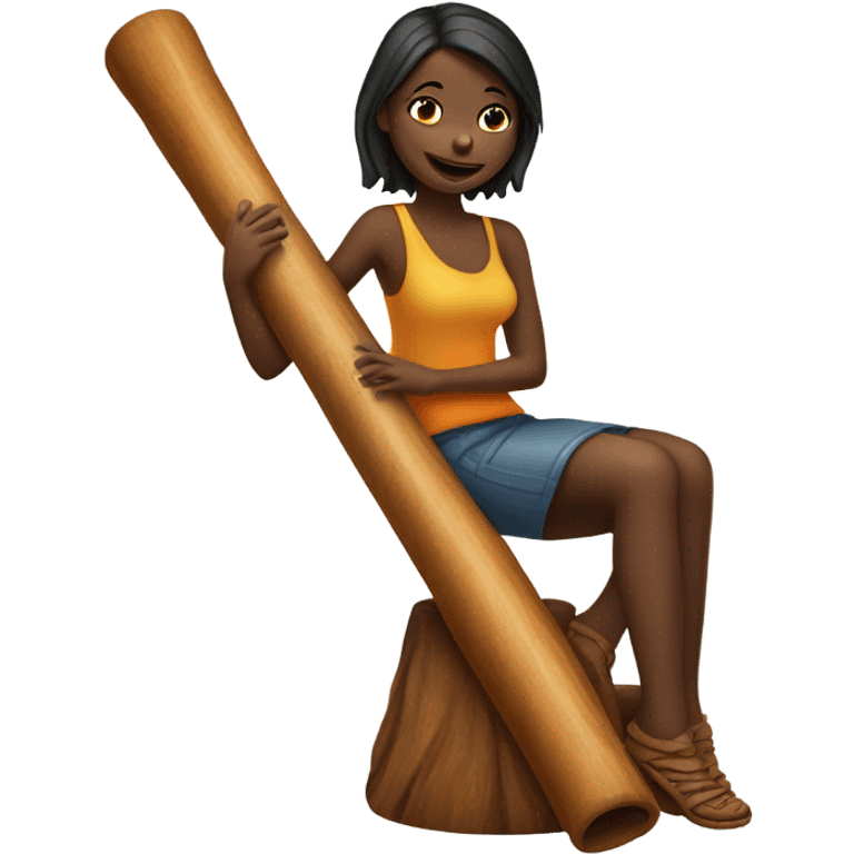 A girl sat on top of a didgeridoo emoji