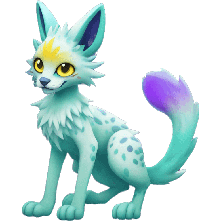 Epic Edgy Colorful ethereal eldritch Sergal-Serval-Fionbri full body emoji