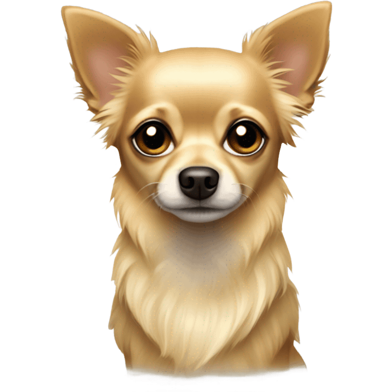 blonde long hair chihuahua terrier mix with dark eyes emoji