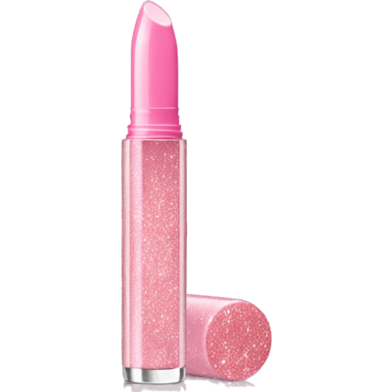 Light pink glitter lipgloss tube emoji