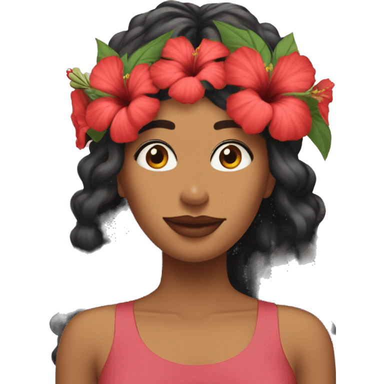 Hibiscus flower crown on womans head emoji