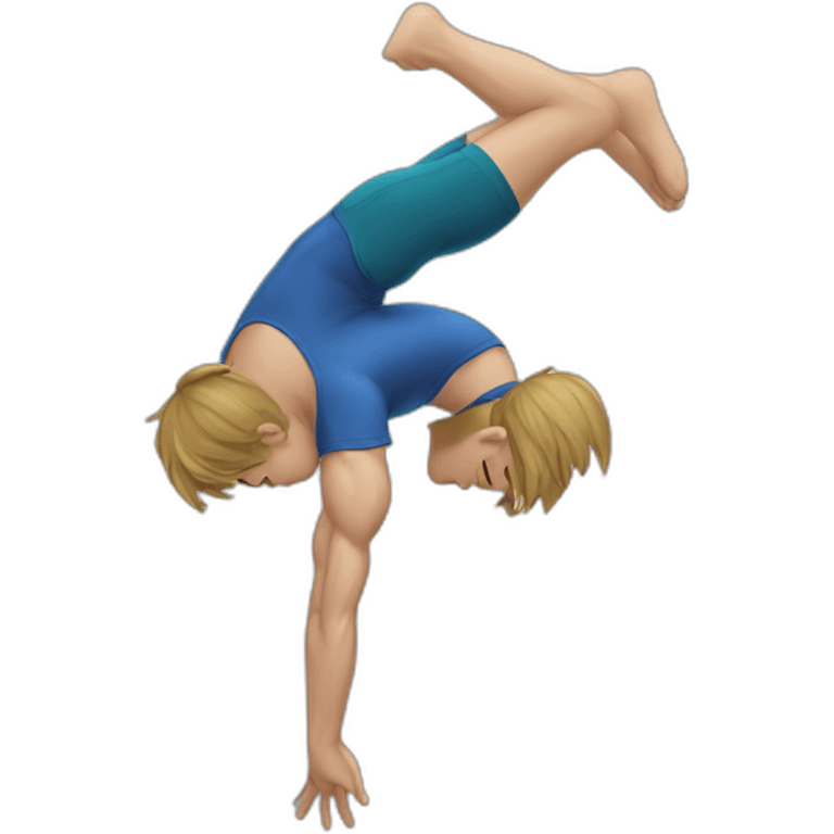 younger men with sport cloth doing acrobatics emoji