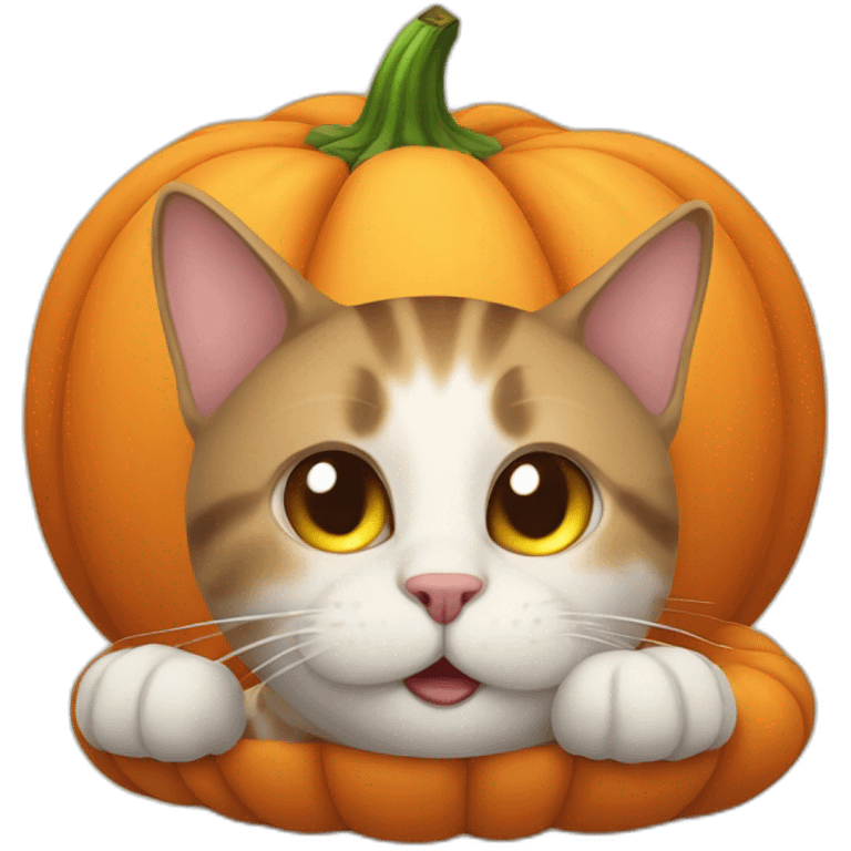 Cat tired on a pumpkin emoji