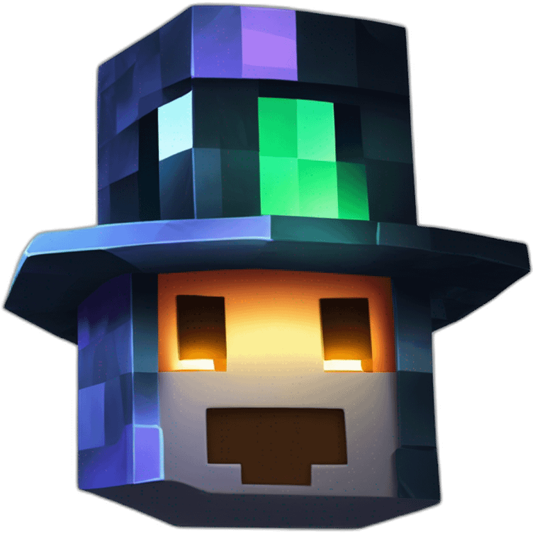 Pixel Minecraft Fedora Halloween Head Diamond Obsidian Emerald Flame Shiny Glow Reward Legendary Unique Epic Mystery emoji