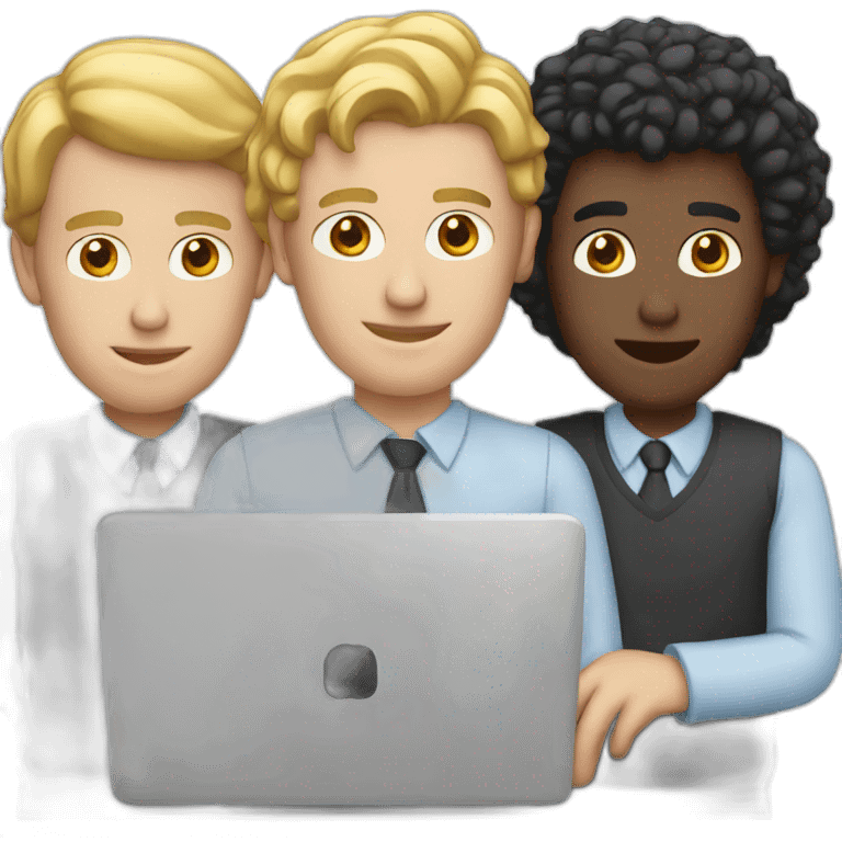 three white men with a laptop emoji